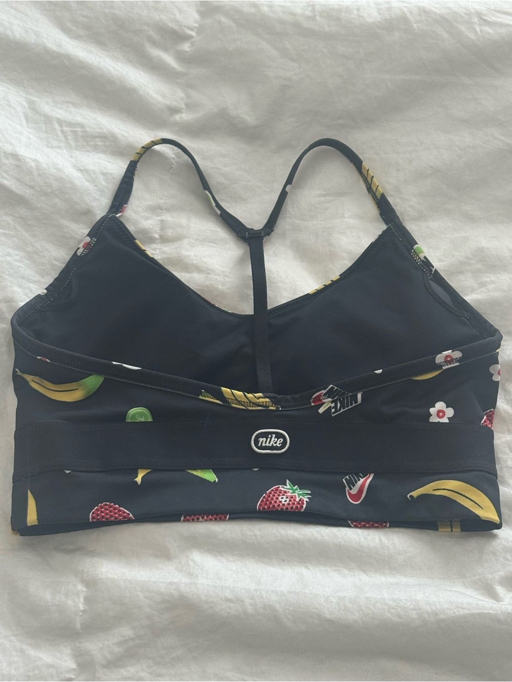 Nike Indy Dri-FIT Strawberry Banana Fruit Print Light Support Sports Bra, Med - Picture 2 of 3